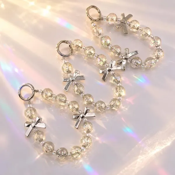 Pack Charm Cristal con Moños Plata ×3