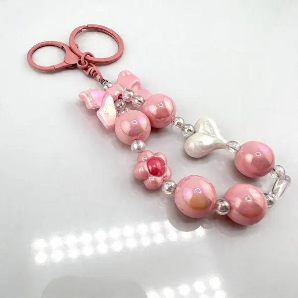 Pack 4 Charm Cuentas Perla con Moño Rosa