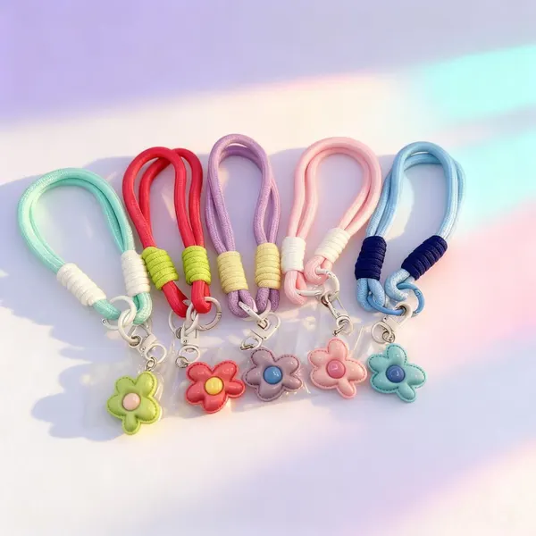 Pack Charm Cuerda con Flor Rosa + Charm Cuerda con Flor Azul + Charm Cuerda con Flor Rojo 
