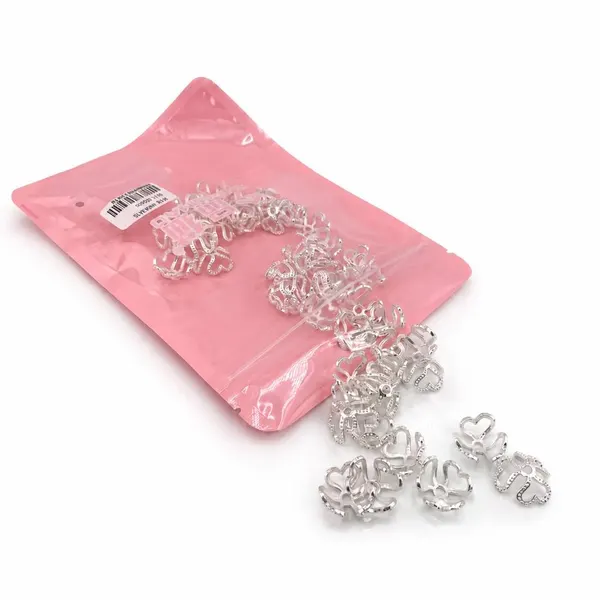 Pack 50 Tapas para Cuentas Rosa Plata