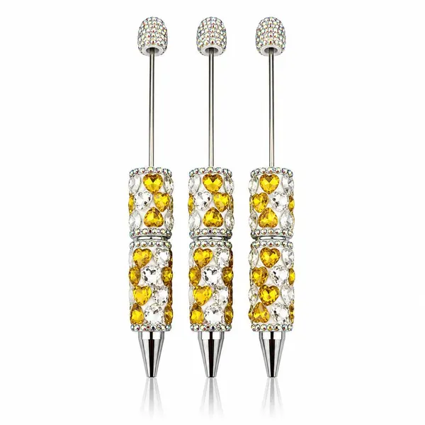 Pack 3 Plumas con Cristales de Corazones