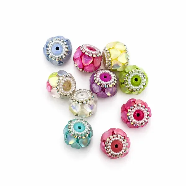 Pack 10 Cuentas Cristales Corazones