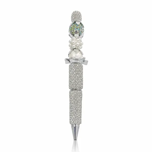 Pluma Con Cristales y Cuentas